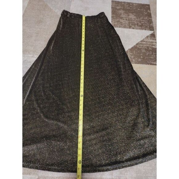 Women's Sam Fashion New York Black Gold Sparkly Elastic Long Skirt Size XSmall - Picture 2 of 7